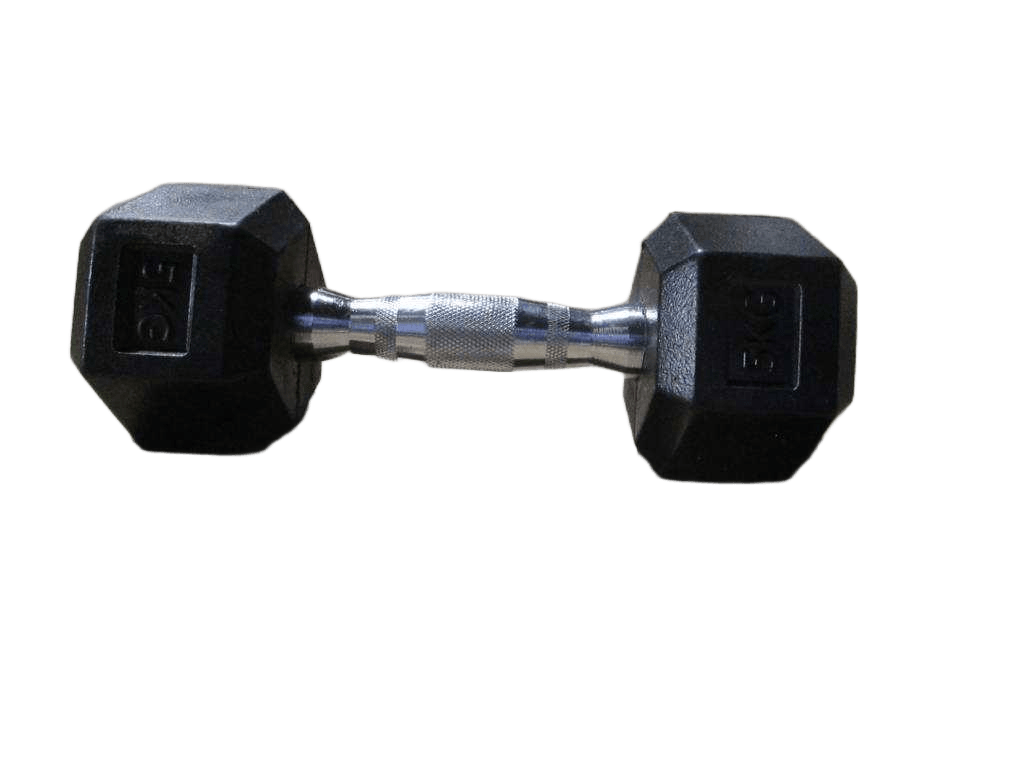Dumbbell Rubber -5kg Natural Rubber+ Plating Round Steel Black