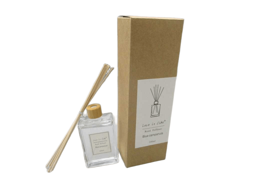 Diffuser 8x6.5x25.5transparent100ml Aroma Diffuser Glass Bottle W Wood Cover Packing: Kraft Paper 6 Fragrance: Wild Bluebell,lavender,jasmine, Ocean, Lemon, English Pear&freesia.