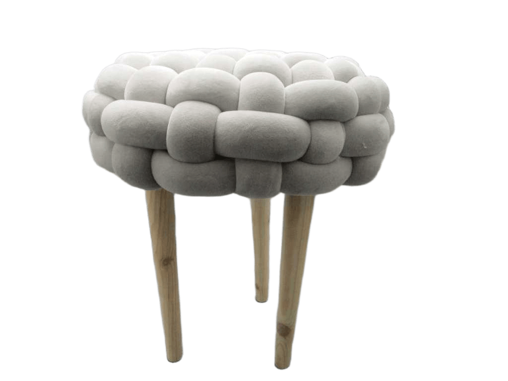 Stool Polyester, Wood 3 Legs 62, Grey