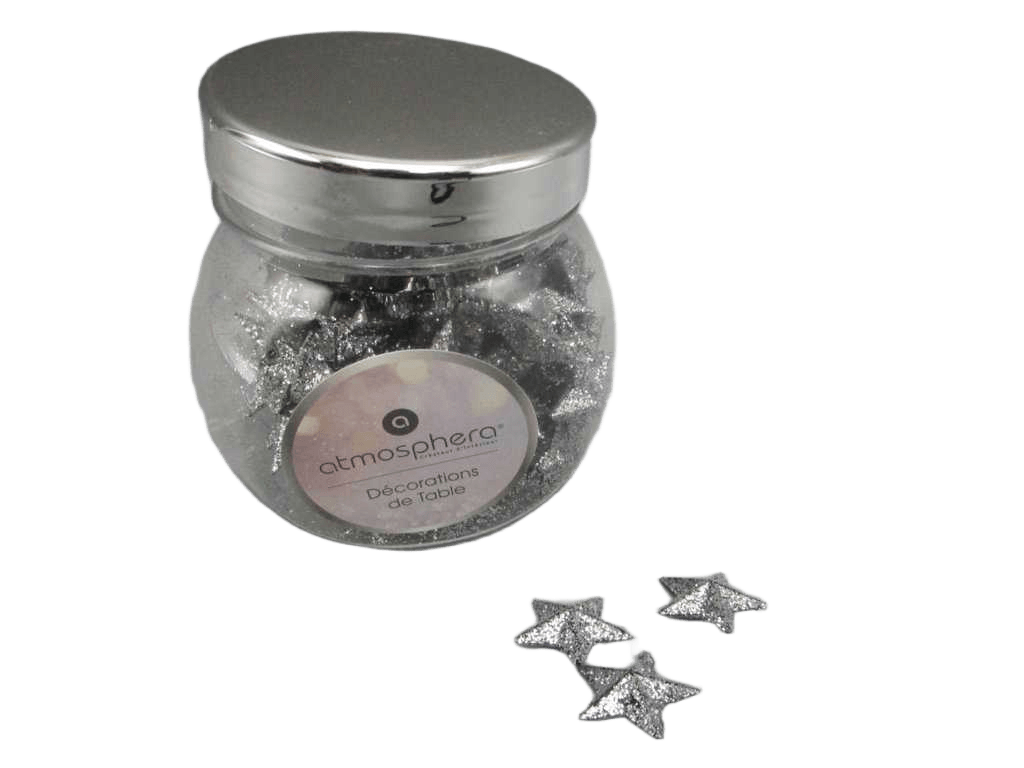 Christmas Stars Glitter Table Acc Jar