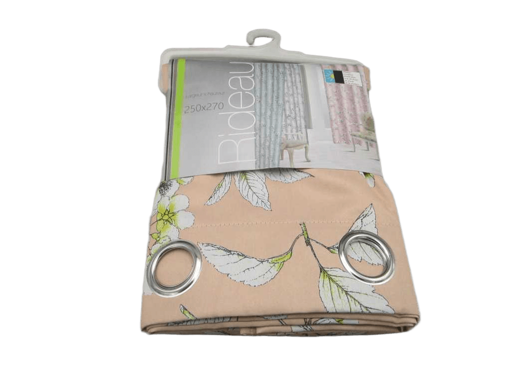Curtain 250*270, Black-Out+printed 8 Rings Silver 220gsm3 Pink