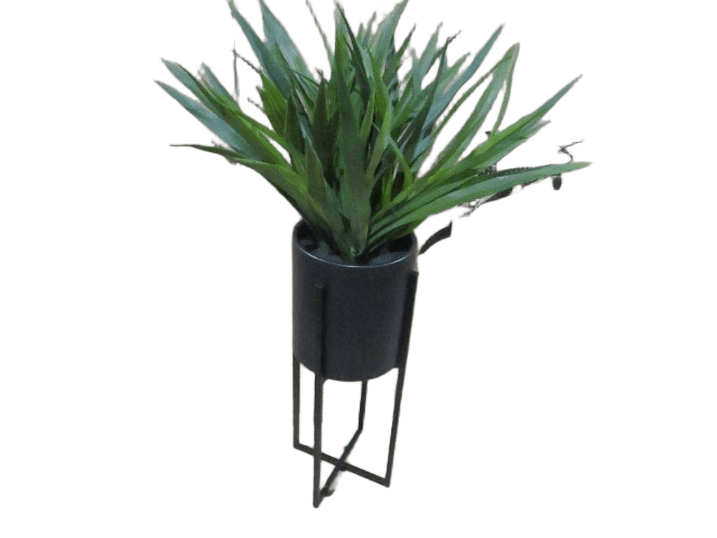 Artificial Big Grass In Ceramic Pot With Metal Stand