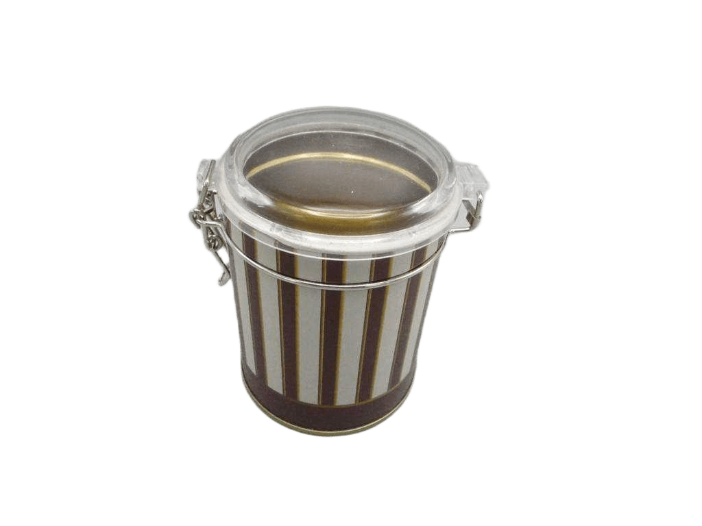 Box Circus Diam 9.3x12.6 Round Metal With Unbreakable Ermetic Polycarbon Lid Salt - Spice - Pepper 3 Ass