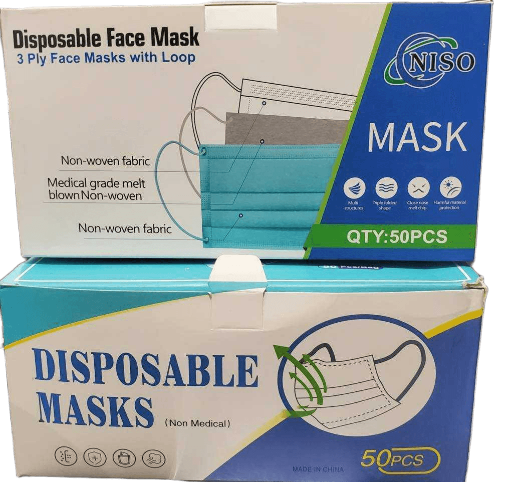Face Mask 3 Layers 50 Pc Ass Sizes