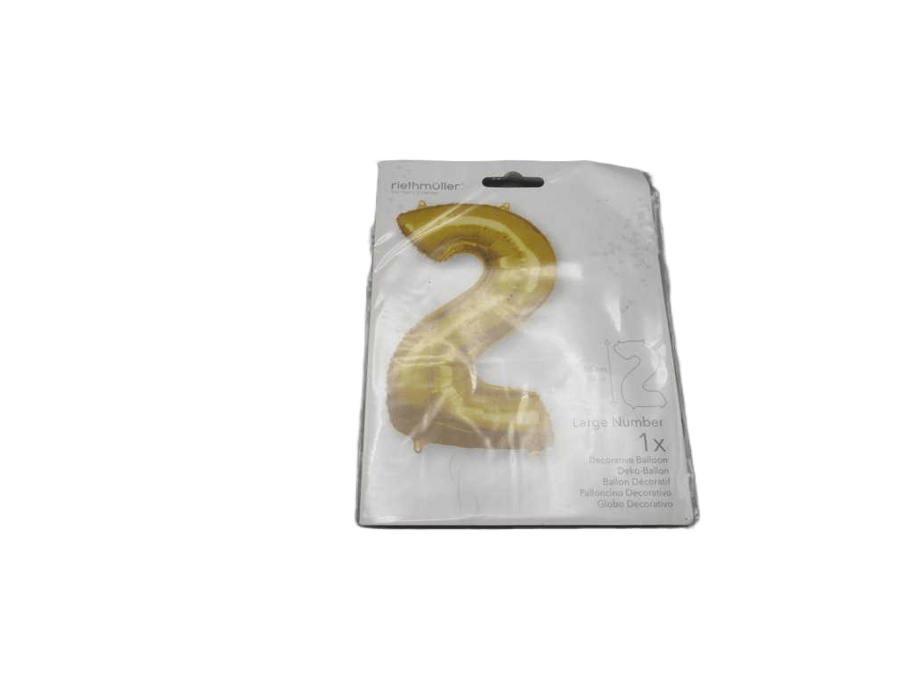 Balloon Large Number 2 Gold Foil N34 Packaged 50 Cm X 88 Cm