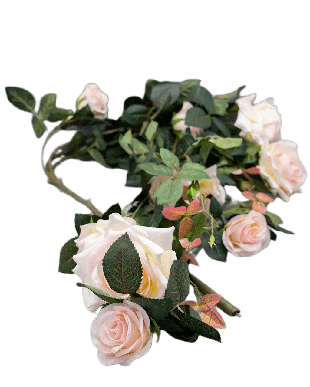 Artificial Rose 10 Flowers Single Velvet Rose White Pink 135 Cm