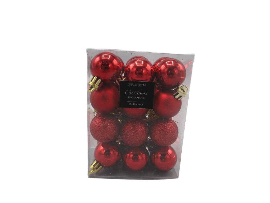 Christmas Ball 24x 30mm Red 1cl=