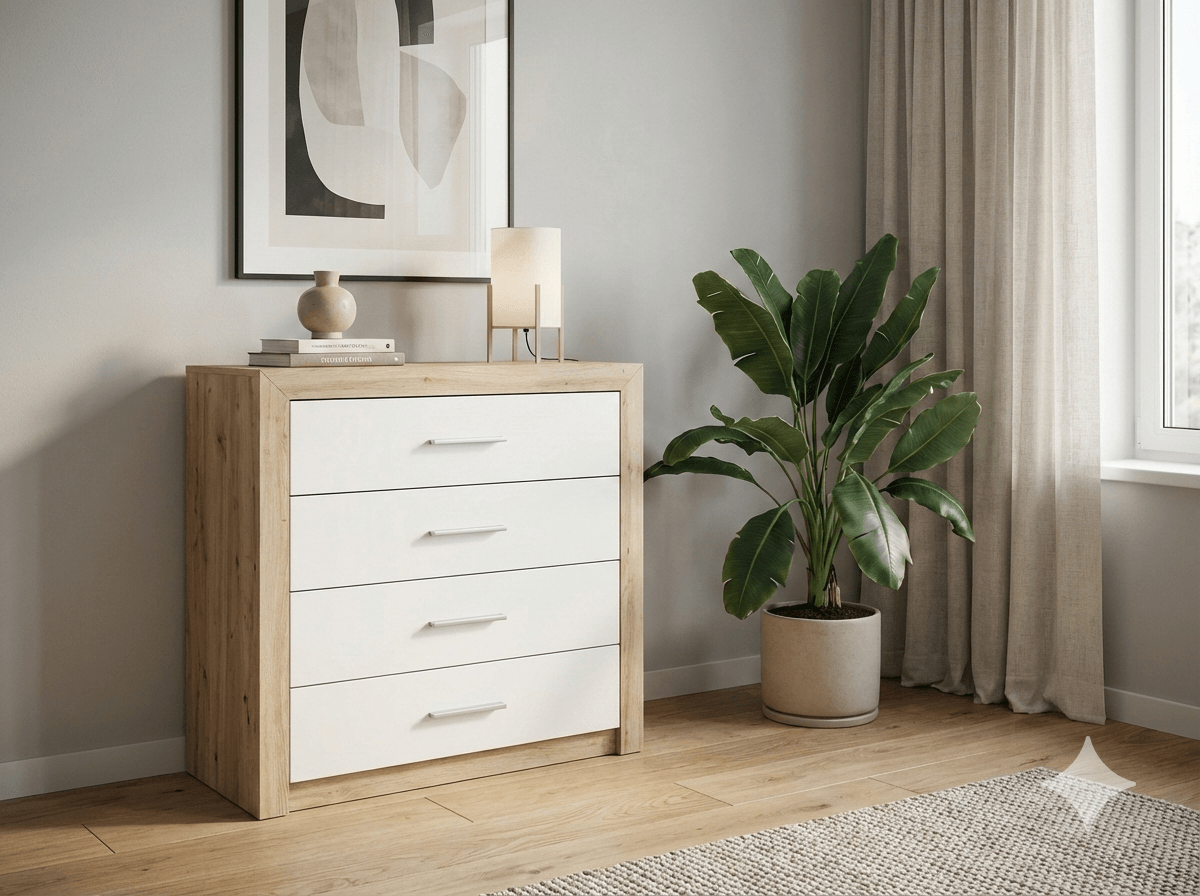 Cabinet 4 Drawers White High Gloss