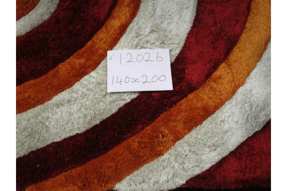 Carpet Polyester Soft & Silk Shaggy 3d Red Yellow Beige