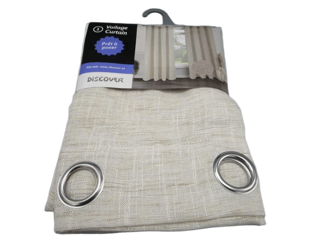 Curtain Cross Linen Voile Window Curtain 8 Rings 100% Polyester 170gsm 43x28x30