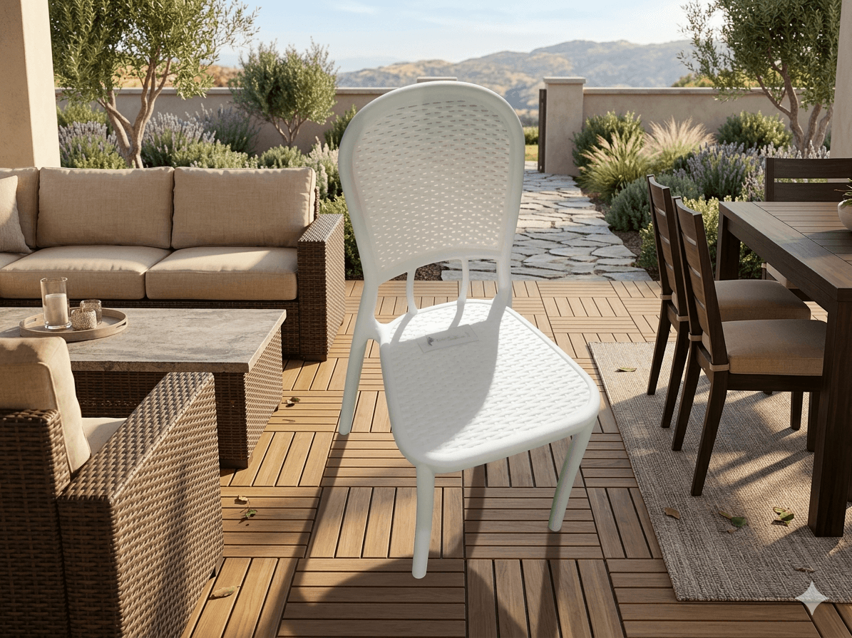 Chair New Rattan Without Armrest White Dia: 597*453