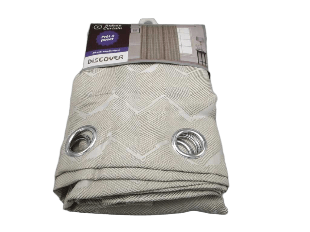 Curtain With 14 Round Rings Silver Brass 100% Polyester 160gsm