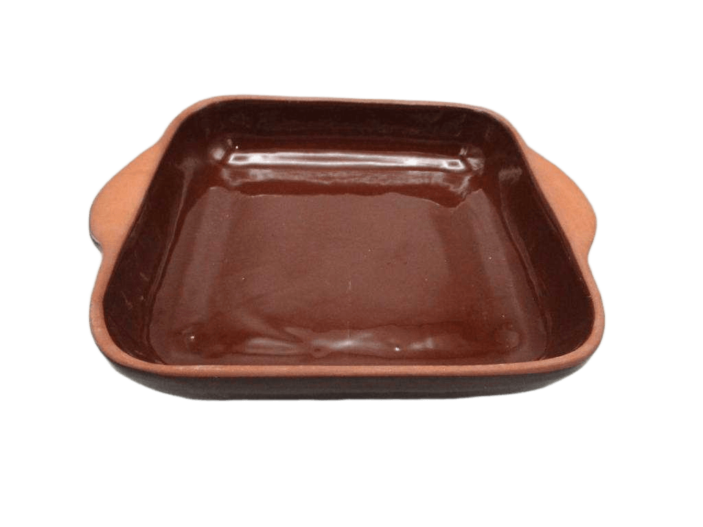 Tray Square Oven 30*30*7,5 Cm, (Full Brown Glazed) 1 Pcs, Shrink Brown 30*30*7,5