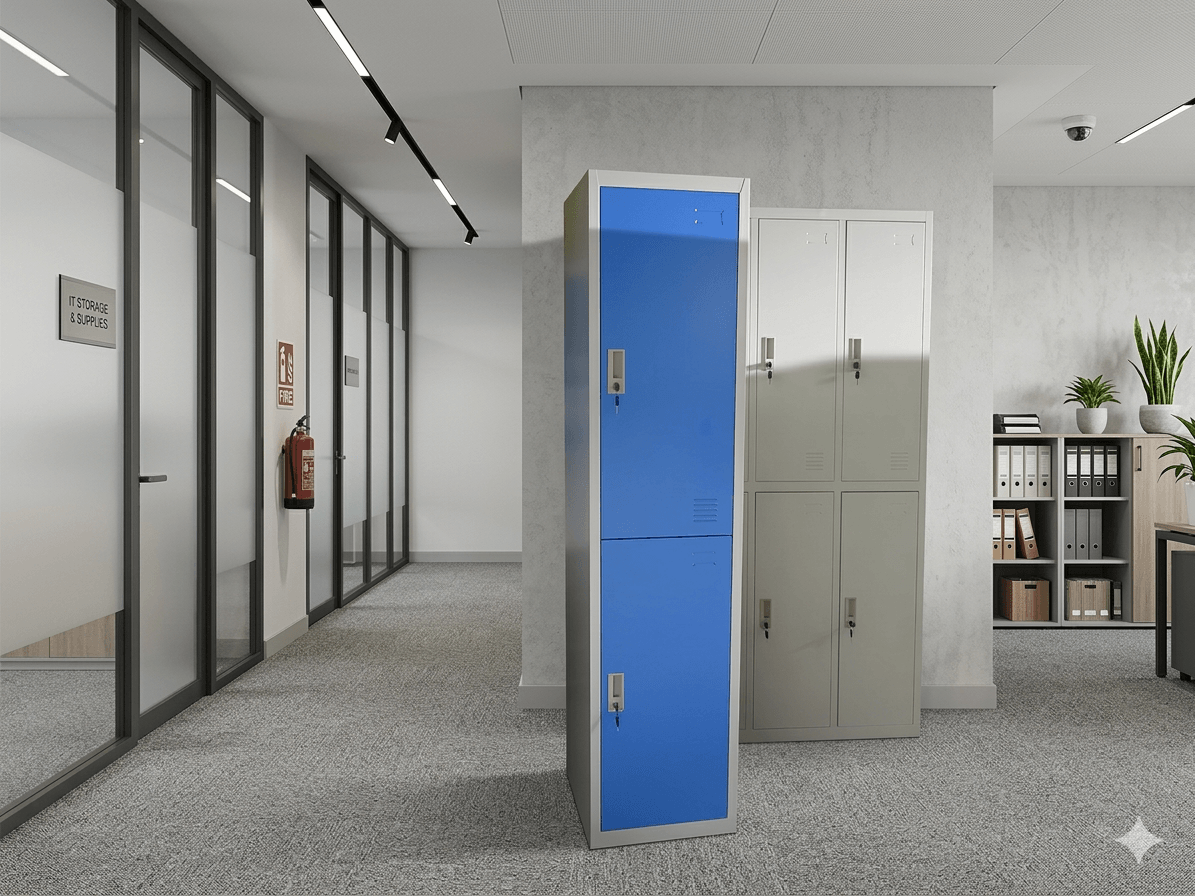 Locker Single 2 Doors (Name Card Ventilation And Keys) With 2 Shelf+ 2 Mirrors + 2 Hanger (Porte 0,6mm Interieur 0,5mm)