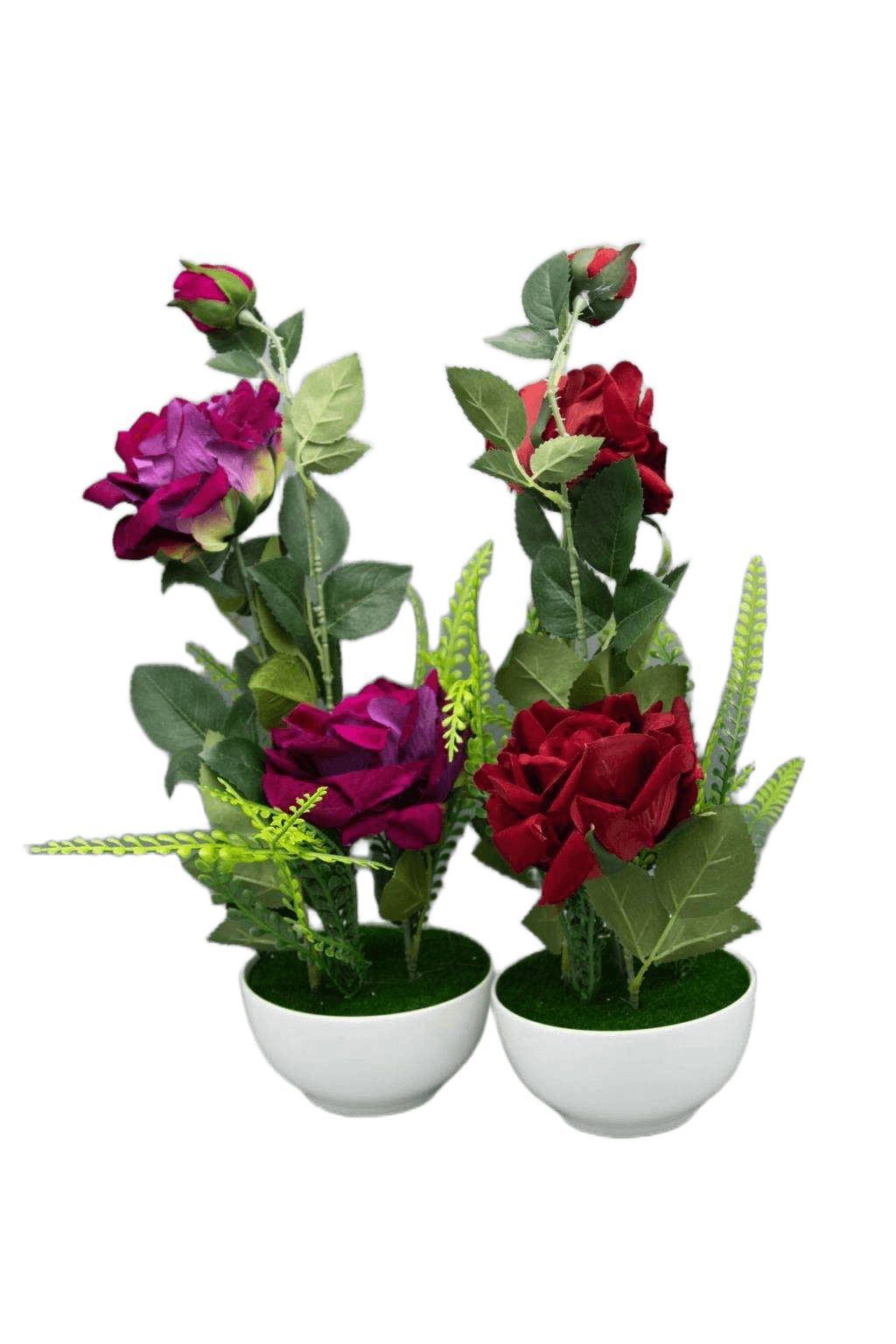 Artificial Flower 3 Assorted White Ceramic Pot H35cmwhite Rose Burgundy