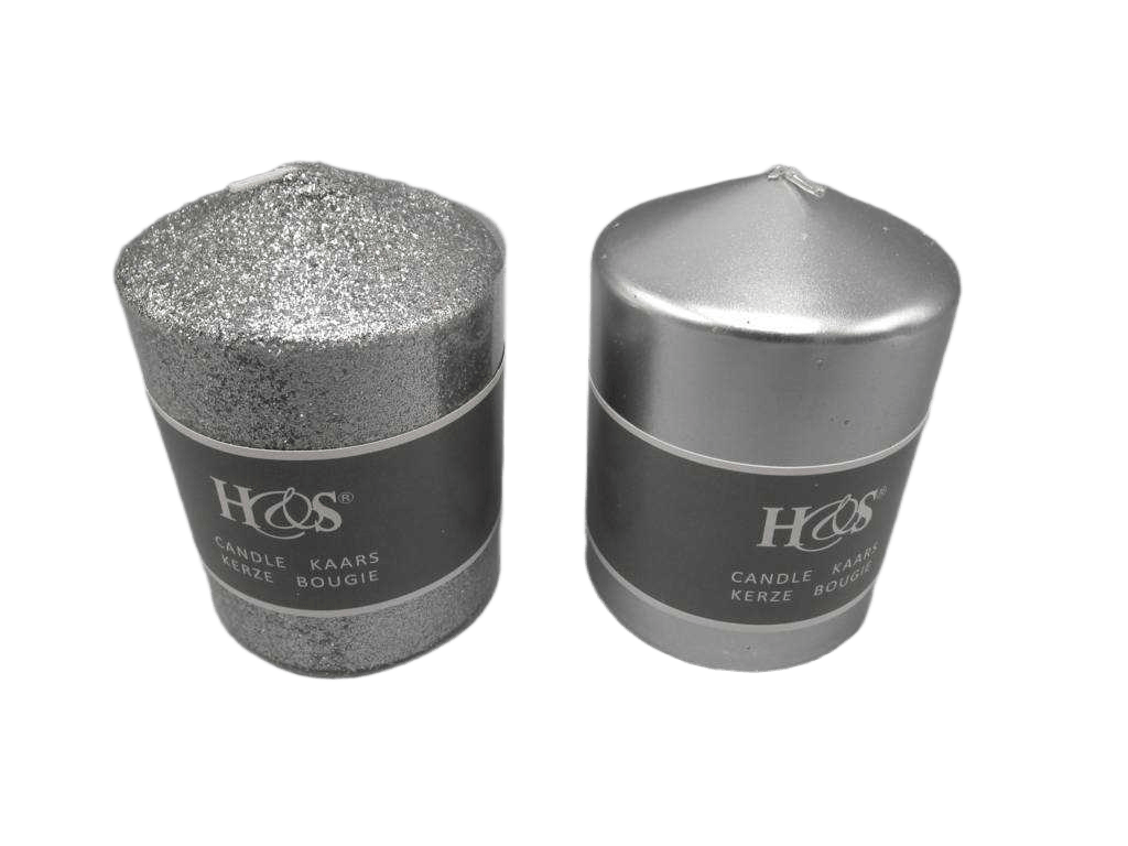 Candle 10cm Silver 2ass Design 1cl=
