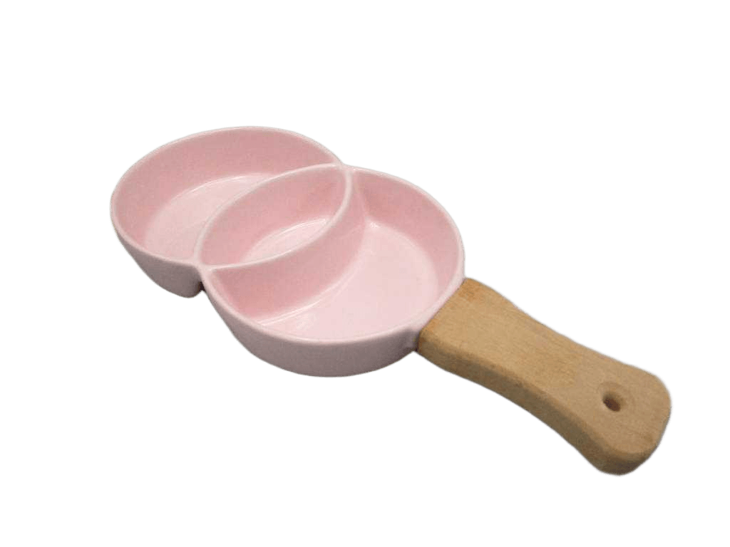 Dish Pink Appetizer 27cm With Wooden Handle