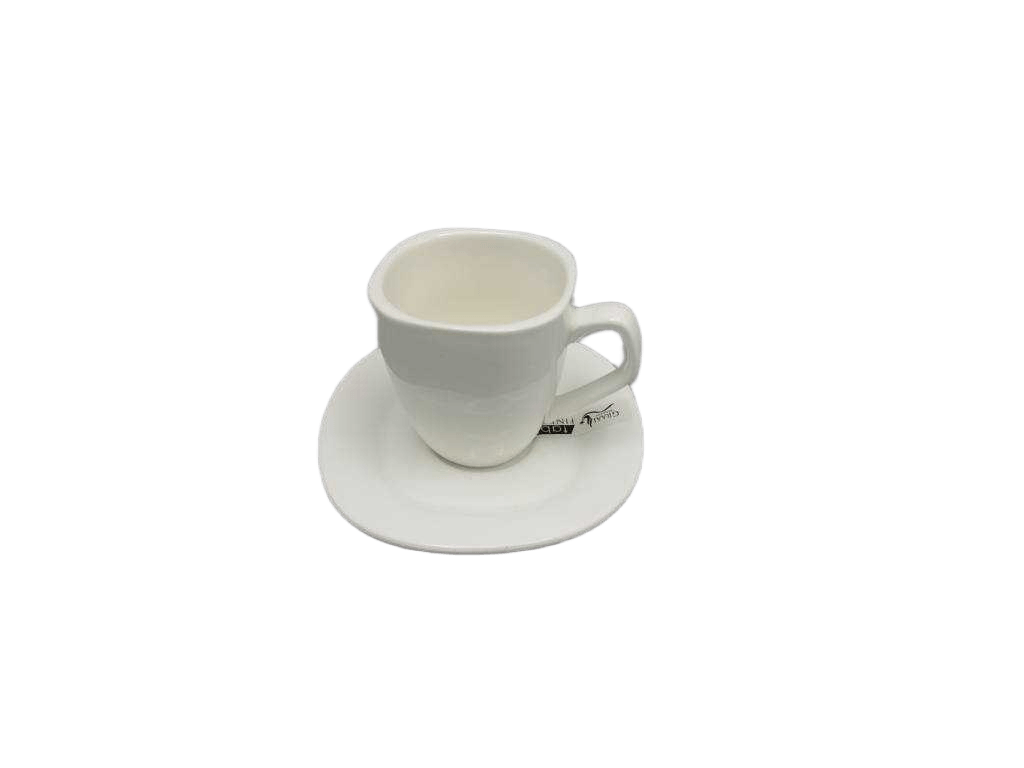 Espresso Cup 90ml With Plate 3.25"x2.5"/4.25"x0.51white