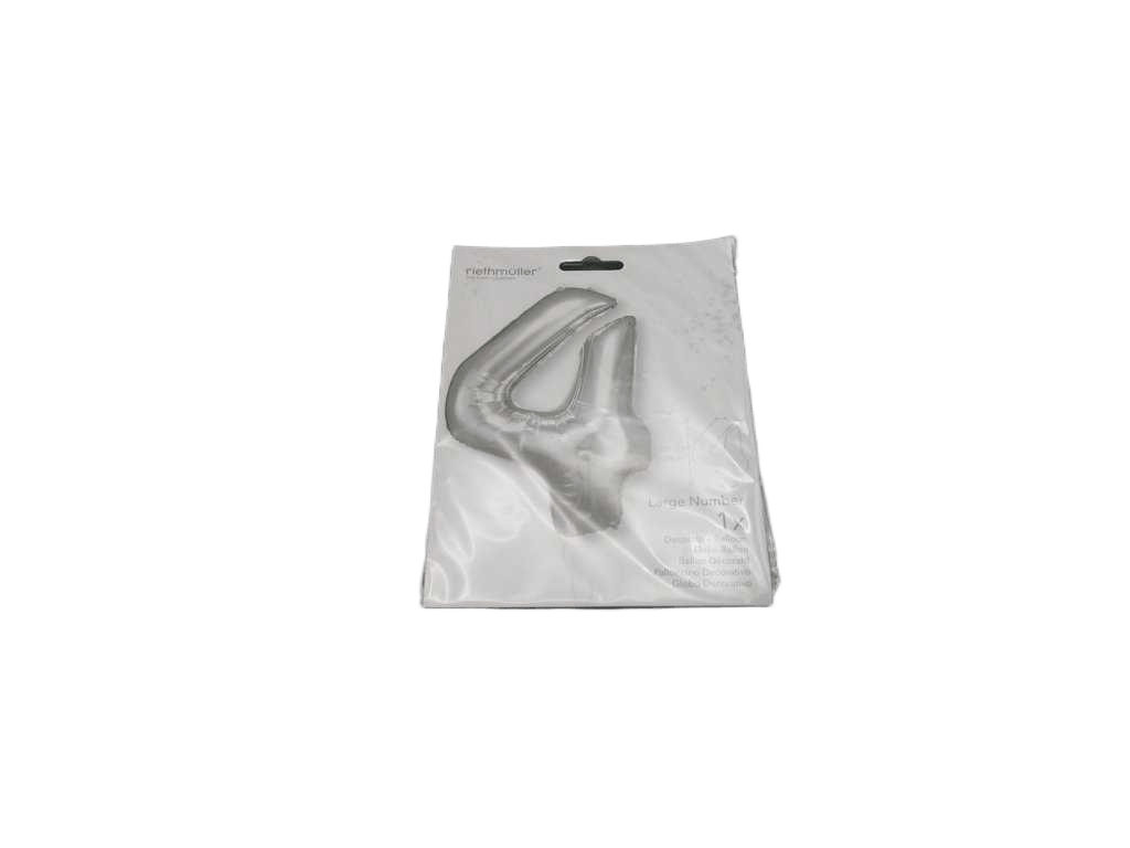 Balloon Large Number 4 Silver Foil N34 Packaged 66 Cm X 88 C