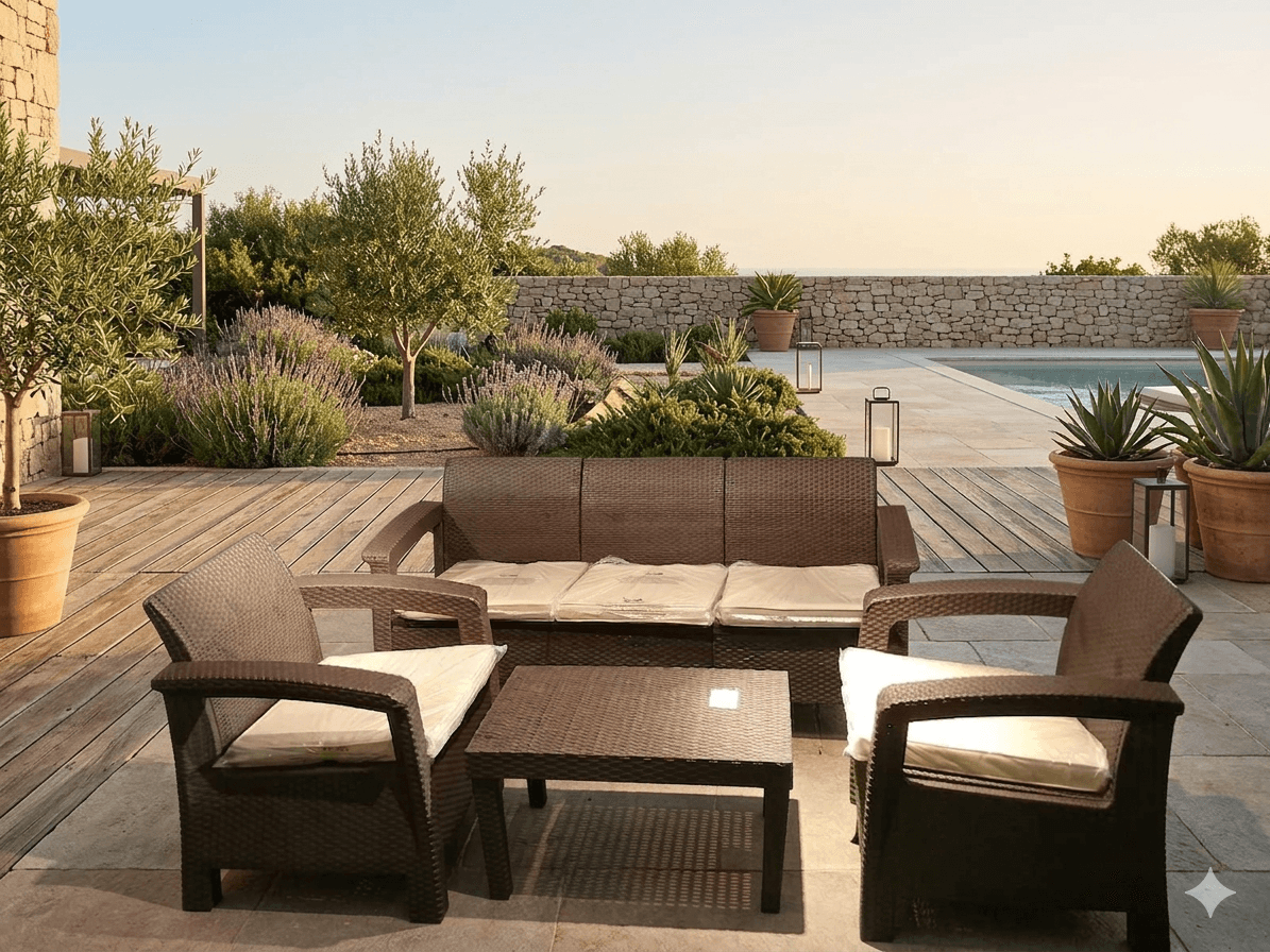 Sofa Set 3+1+1+ Table+ 5 Cusions (Taupe (Avec Le Brown) Dark Grey (Avec Le Dark Grey) Brown T::770x570x420mm 1s: 750x700x790mm 3s:1750x700x790mm
