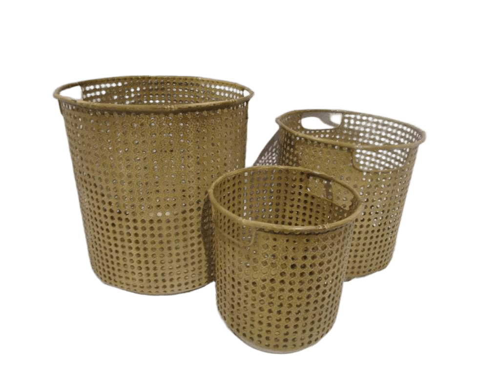 Basket Storage Set Of 3 Metal Gold