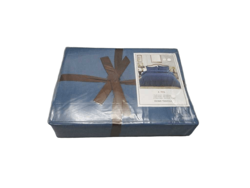 Quit Cover 240x260, Bed Sheet 240x290, 2 Pillow Case 50x70, 105 Gsm Polyester, (4pc Set) Uni Coljsq 46 Blue