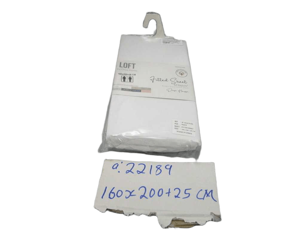 Fitted Sheet Plain Col (100 % Coton 57 Fils 30 X 30 - 76 X 68) Grs/M². Packed In Pvc Bag With Hanger And Insert Card