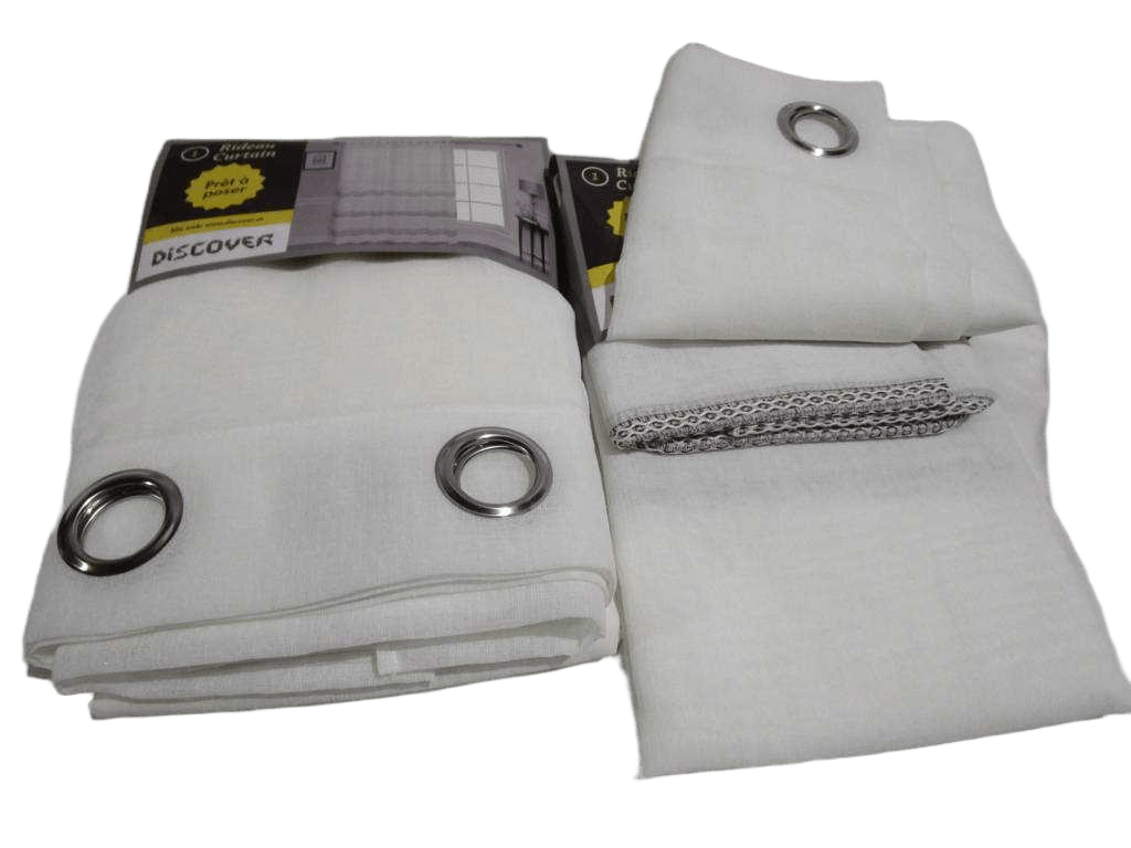 Curtain With 14 Round Rings Silver Brass 100% Polyester 75 Gsm Voilage 1cl=