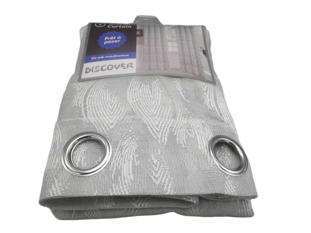 Curtain, 14 Rings Silver 100% Polyester, Gsm: 90g