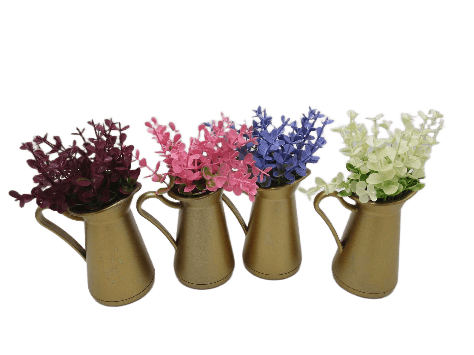 Artificial Doree Jars With 3 Different Flower Colors ( Violet, White, Burgundy) 11x18