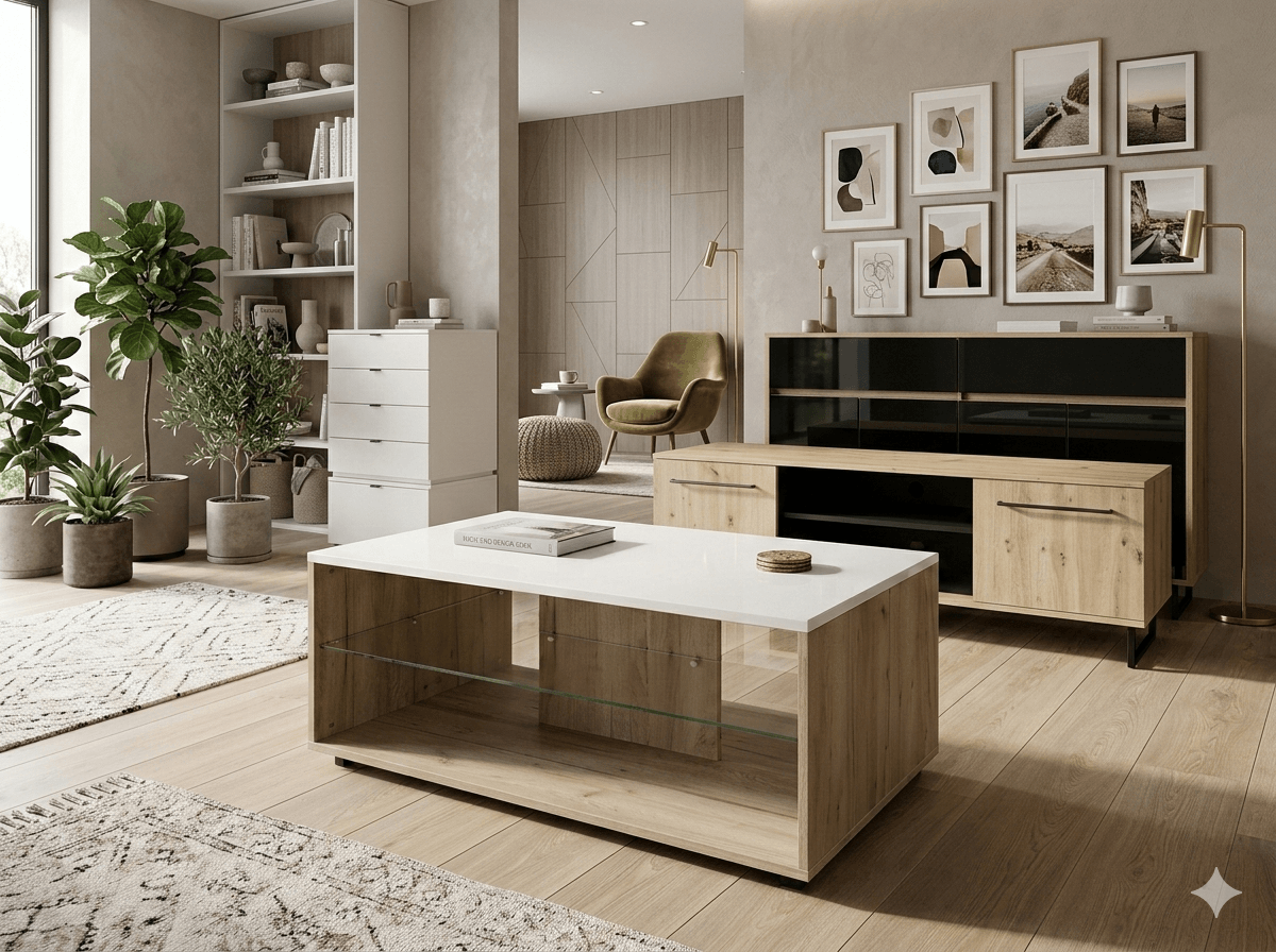 Coffee Table Melamine White High Gloss