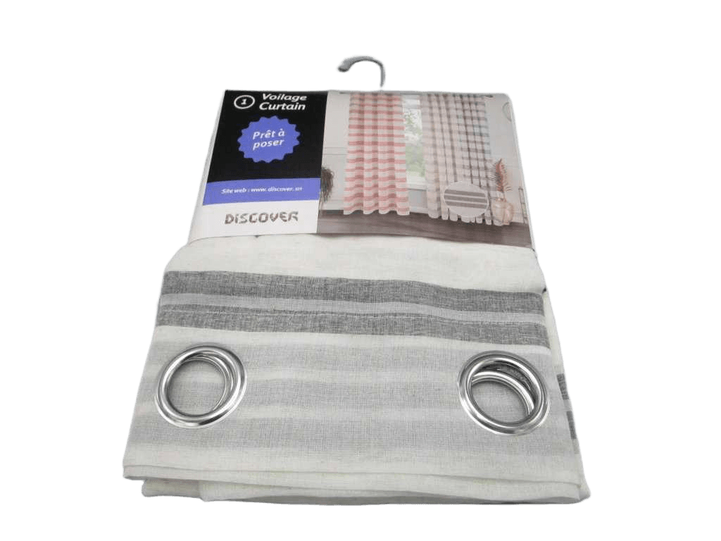 Curtain Yarn Dyed Voile Window Curtain 8 Rings 100% Polyester 85gsm 43x28x23