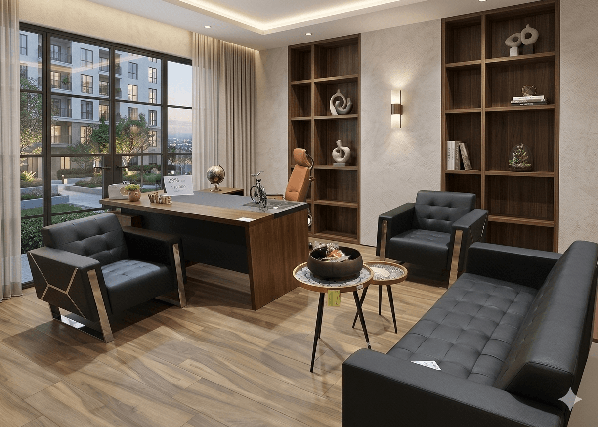 Office Sofa Set 3+1+1 K-D Black Since Sept 18