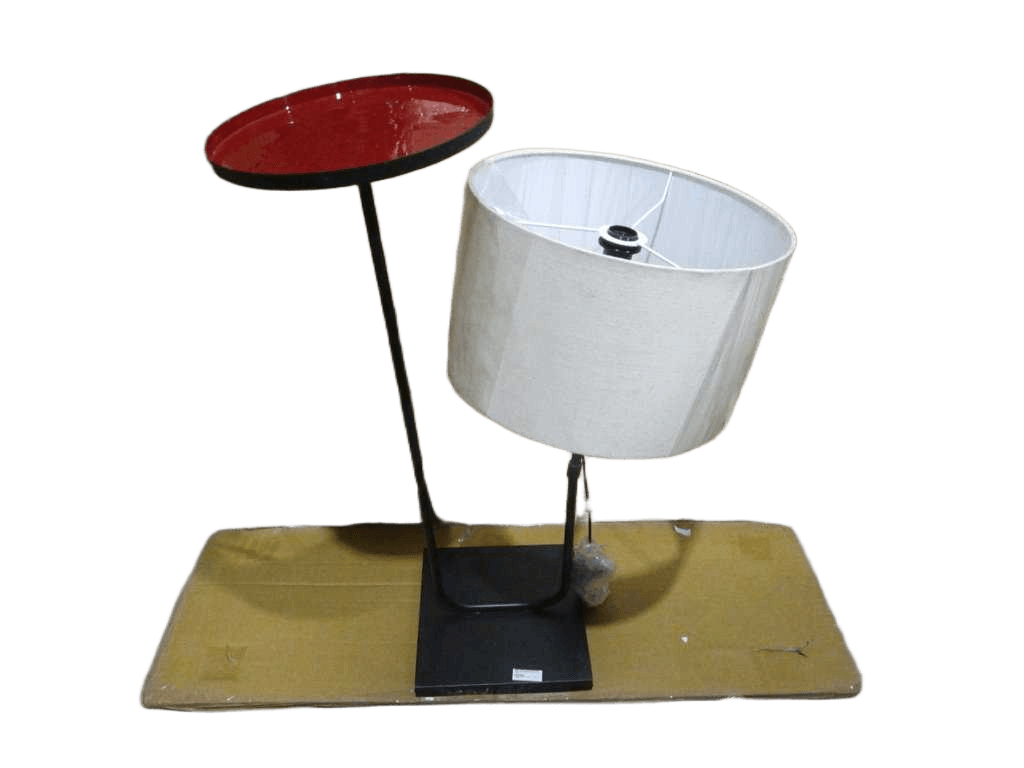 Floor Lamp Iron With Enamel Tray