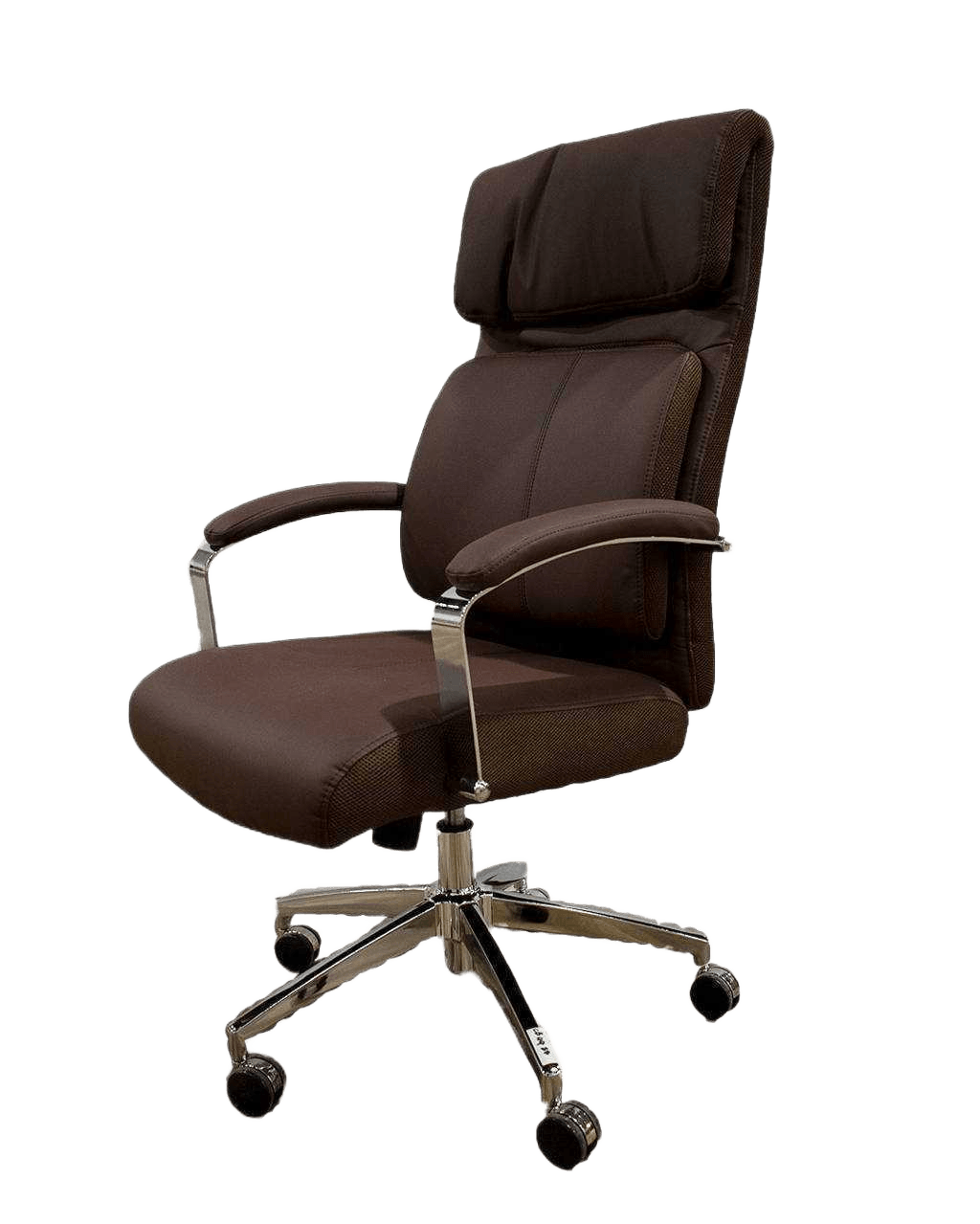 High Back Office Chair Chrome Frame -Pu Brown 8874