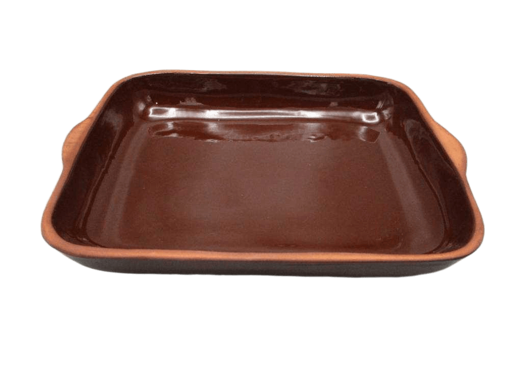 Tray Rectangle Oven 38*29*7 Cm, (Full Brown Glazed) 1 Pcs, Shrink Brown 38*29*7