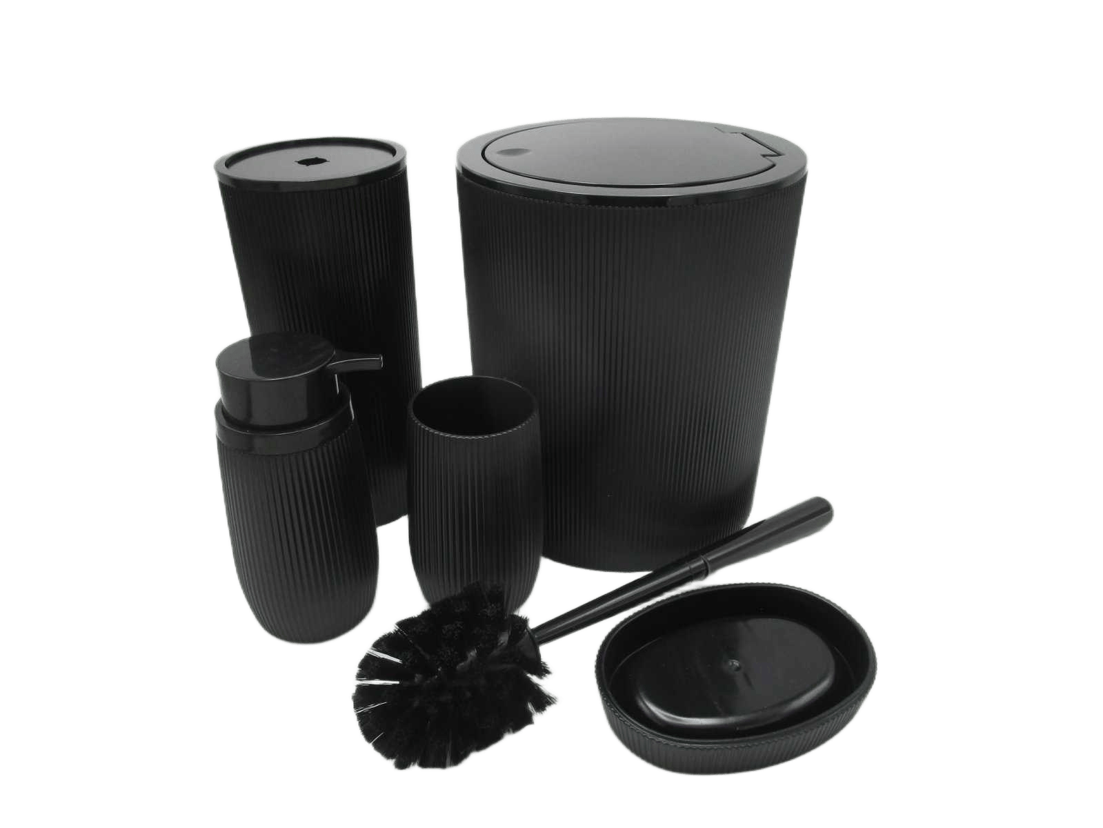 Bathroom Set Of Fo 5 Pieces 22,3 18 Cm Toilet Brush & Holder : 35,7 Cm 10,4 Cm Soap Dispenser : 17,3 Cm 7 Cm Toothbrush Holder : 10 Cm 7 Cm Soap Dish :2,6 Cm 11,8 Cm 8,2 Cm / Anthrasit