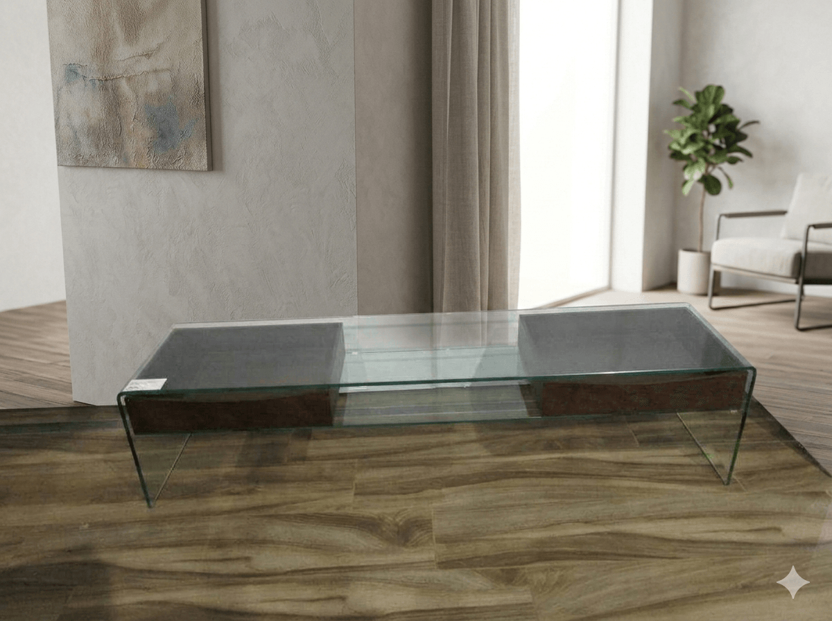 Tv Stand 12mm Hotbending Glass+mdf Walnut180x43x43