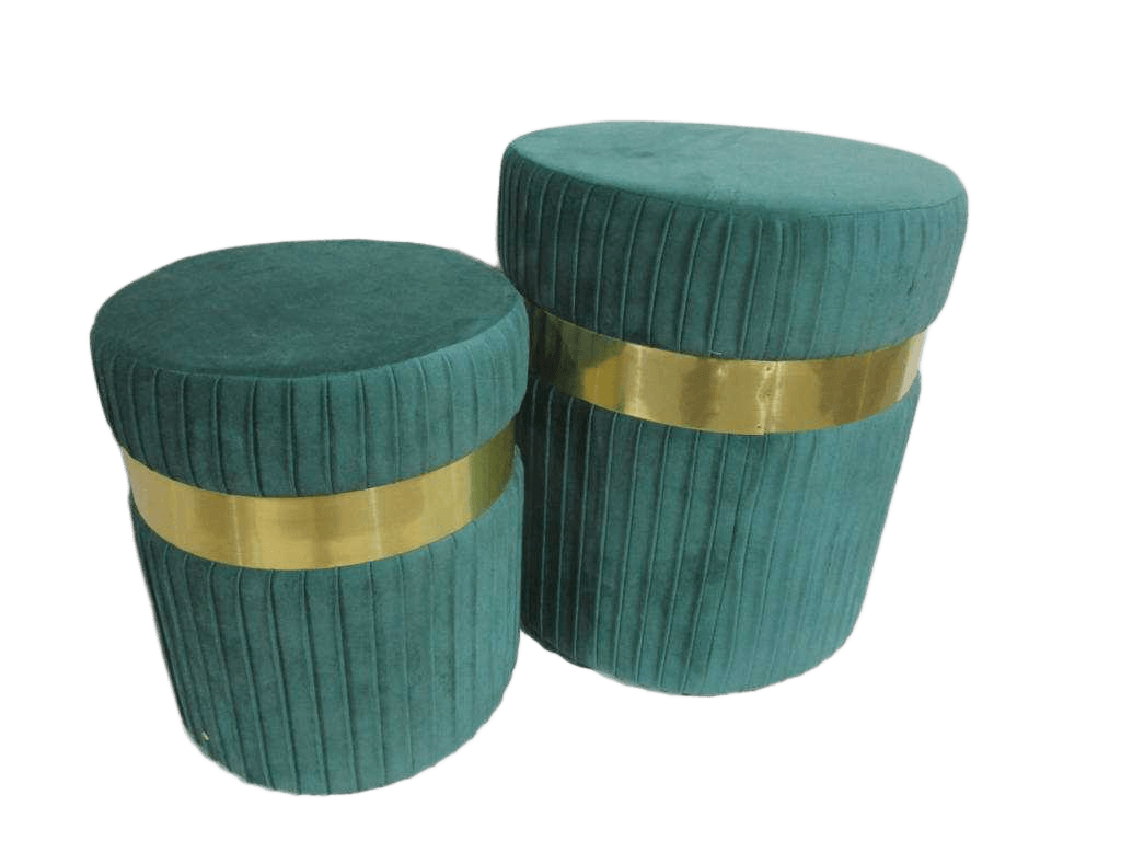 Pouf Set Of 2 L=35*35*42 S=29*29*3424 Green