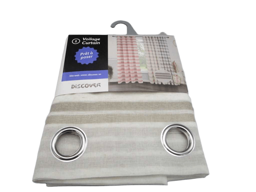 Curtain Yarn Dyed Voile Window Curtain 8 Rings 100% Polyester 85gsm 43x28x23