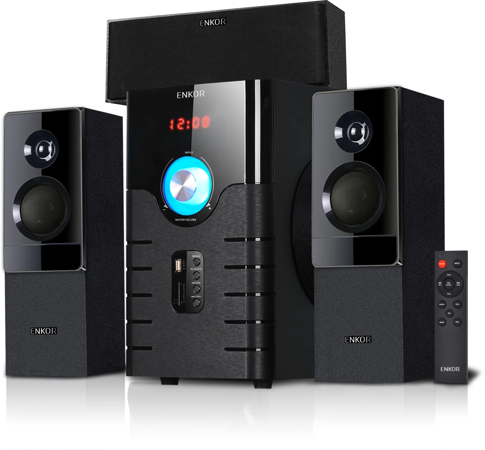 ENKOR ENKOR EK3161 — 3.1 channel system with backlit volume dial and 6.5" woofer.