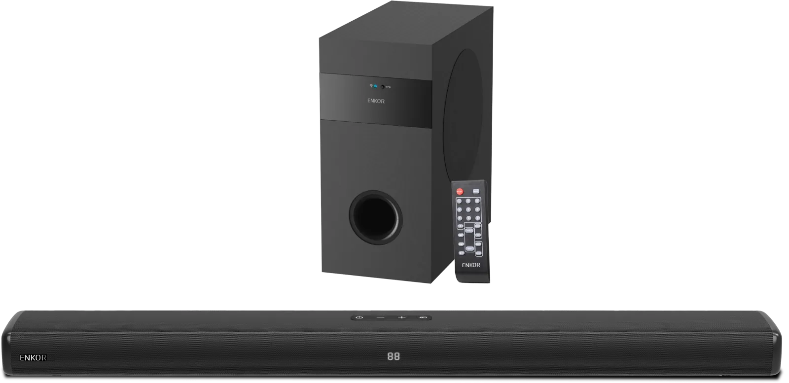 ENKOR ENKOR EKSB61 — Slim soundbar with a wireless subwoofer.