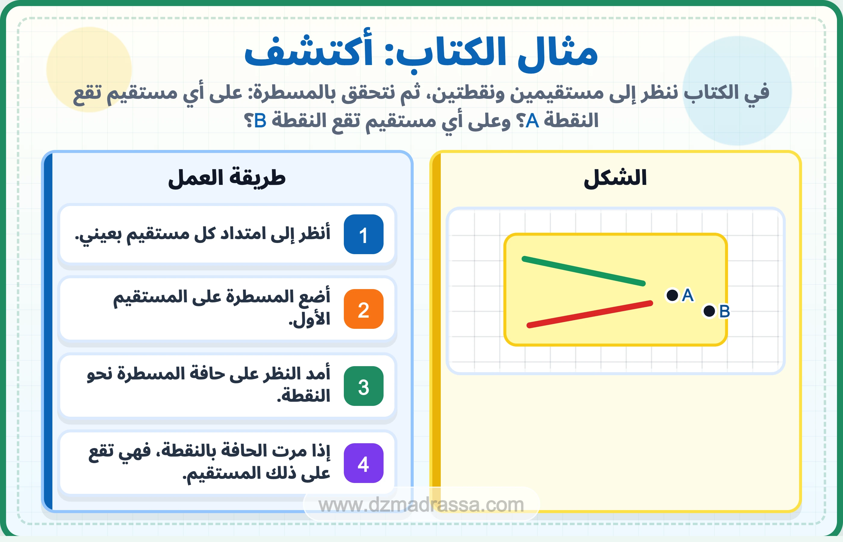 مثال الكتاب في درس الاستقامية للسنة الرابعة ابتدائي