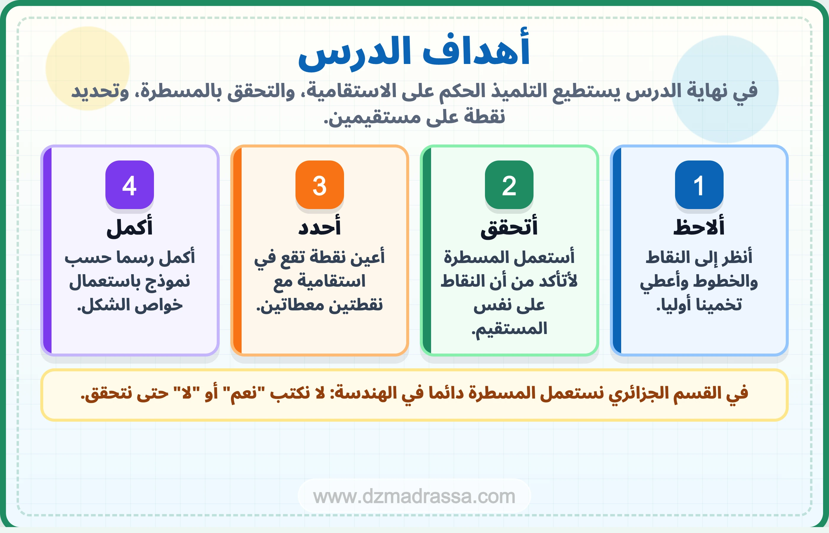 أهداف درس الاستقامية للسنة الرابعة ابتدائي