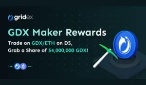 Surges de jeton GDX du protocole Gridex de plus de 400% dans les 24 heures suivant l'inscription sur D5 Exchange