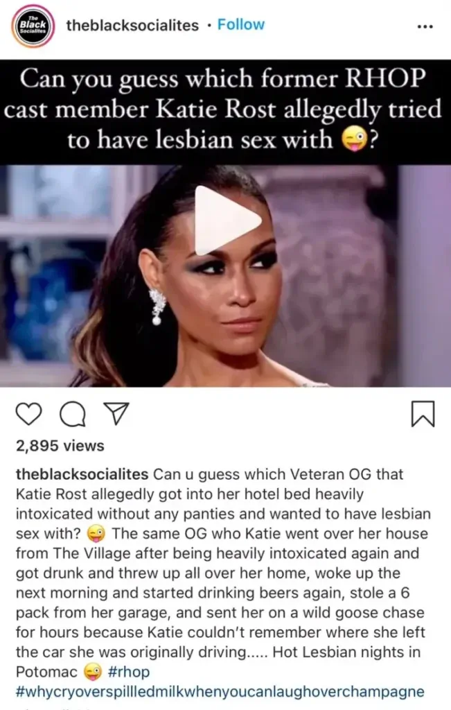 RHOP : Katie Rost allègue avoir couché avec Charrisse Jackson-Jordan et avoir menti pour que Charrisse puisse obtenir son règlement de divorce ; elle affirme que les producteurs et Karen Huger étaient au courant de leur relation.