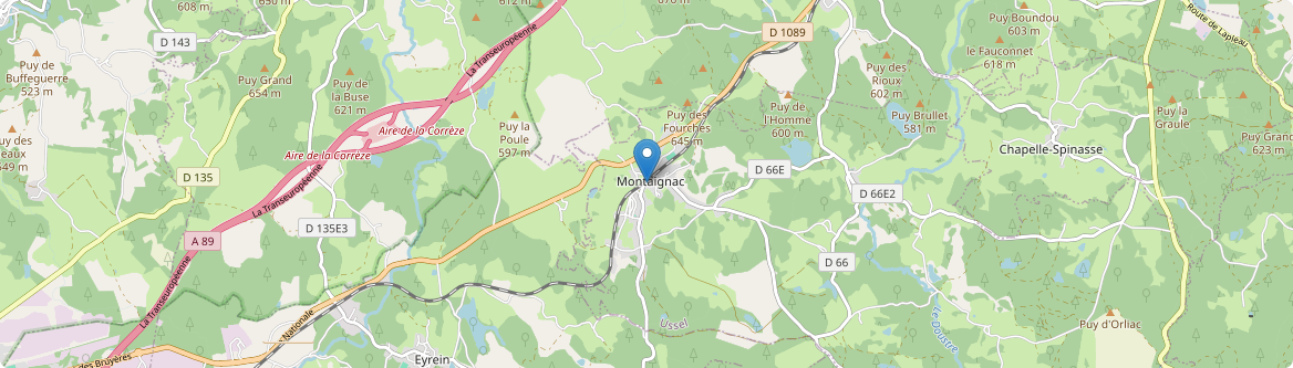 Montaignac-sur-Doustre - Carte