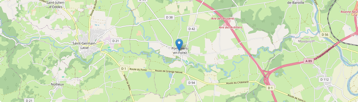 Pommiers-en-Forez - Carte