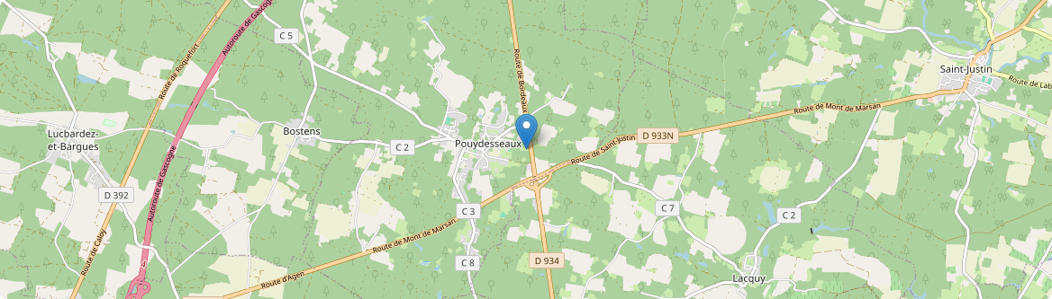 Pouydesseaux - Carte