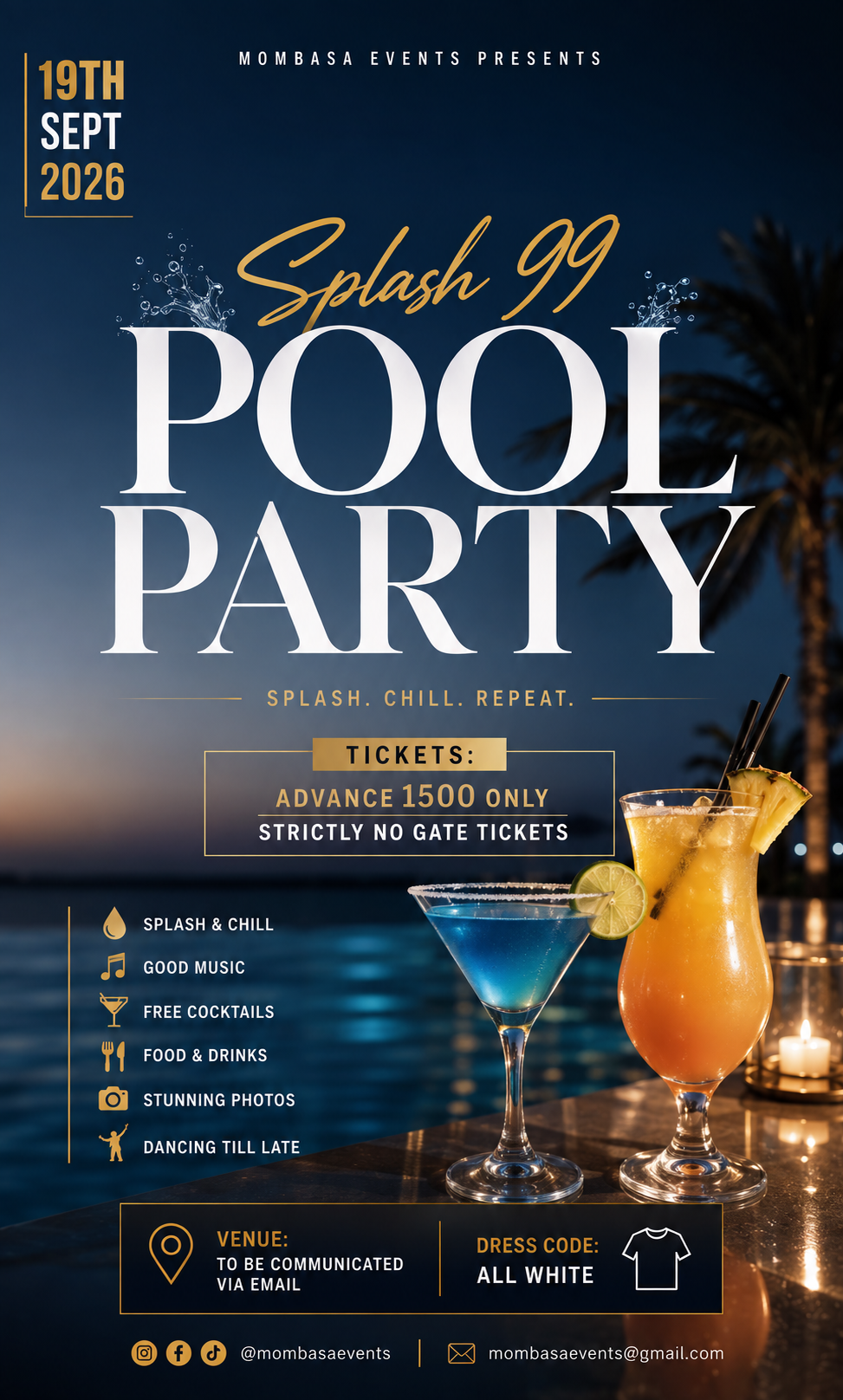 POOL PARTY  — event poster, Mombasa